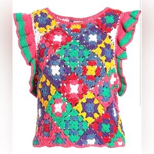 FARM Rio Multicolor Crochet Square Vest/top
Size L